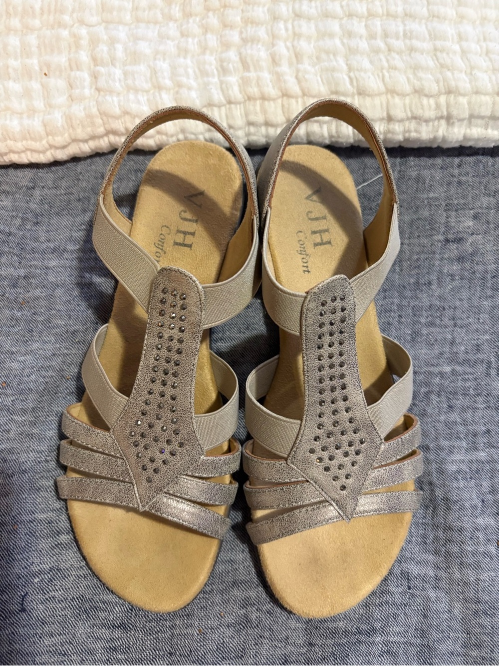 Women’s Metallic Silver Strappy Sandals with Stud Detail